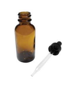 Bottles with Dropper, Boston Round, Amber, Flint Glass